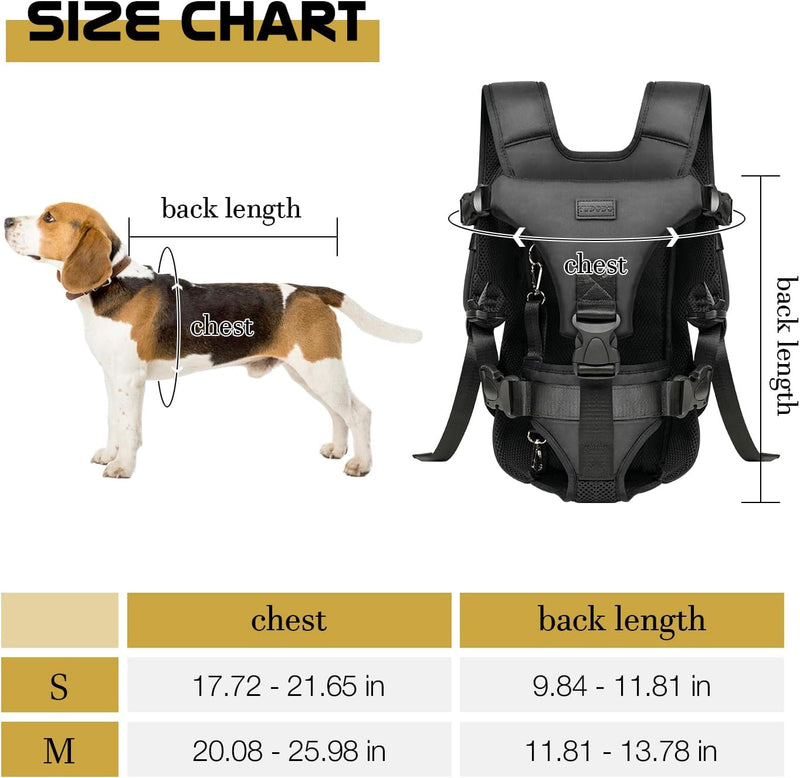 YUDODO Pet Backpack for SmallMedium Dogs - Adjustable  Easy-Fit Front Carrier Size S Black