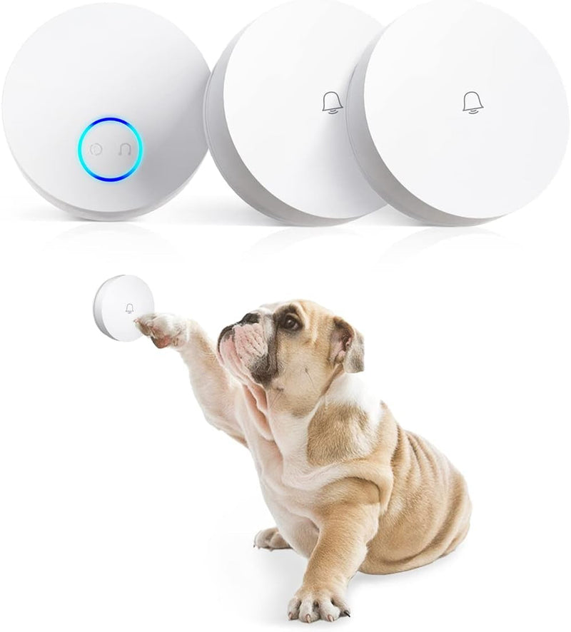 Self-Powered Wireless Doorbell with 2 Push Buttons Call Pager and LED Flash - Waterproof and Battery-Free for Home and Potty Training - Perfect for Elderly and Children