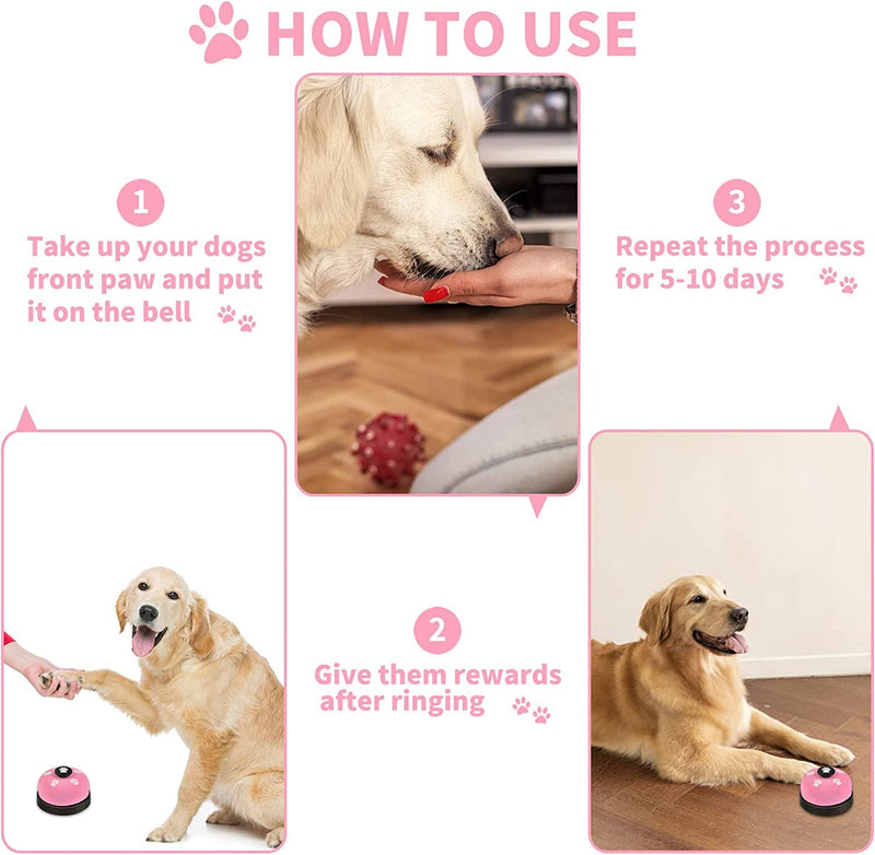 3 Pack Dog Doorbells - Pet Training Bells for Potty Training and Communication - Large Adjustable Strap Bell Pink