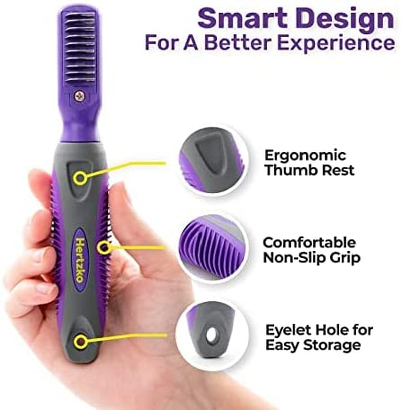 Hertzko Dog Mat Remover - Dematting Comb for Cats, Dogs, Small Animals - Cat Matted Fur Remover - Dog Dematting Tool, Dog Brush for Tangles & Knots for Long & Short Haired Dogs (Large)