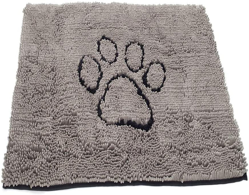 Microfiber Dog Paw Mud Mat - Absorbent Pet Mat with Non-Slip Backing Machine Washable  Large Grey