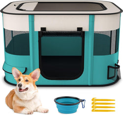 Portable Puppy Playpen - Foldable Pop Up Pet Playpen for Dogs Cats Rabbits and Small Animals - IndoorOutdoor Travel