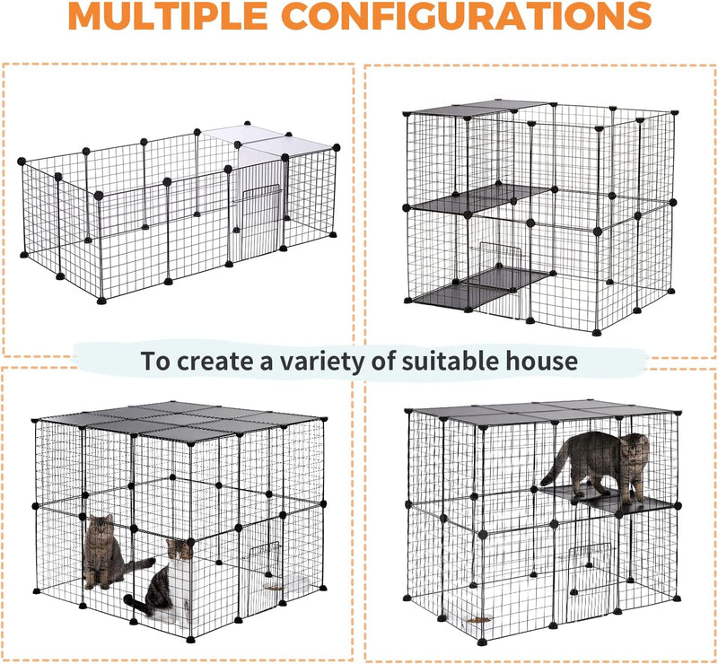 PAWZ Road Pet Playpen - Multi-Purpose Small Animal Cage with Black Wire Fence - 15 Panels