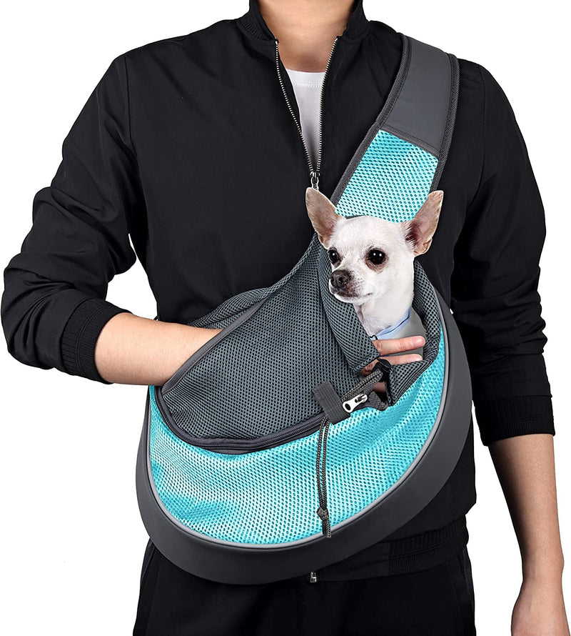 WOYYHO Pet Dog Sling Carrier - Adjustable Strap Zipper Opening for Small Dogs - Black