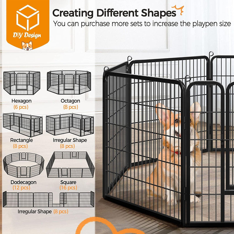 16-Panel Foldable Dog Playpen - Outdoor Fence for Various Animals - Durable 32x32 Inches