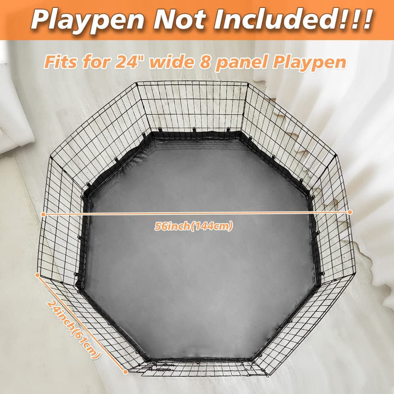 Octagon Dog Playpen Bottom Pad and Top Cover - 24 Inch Black