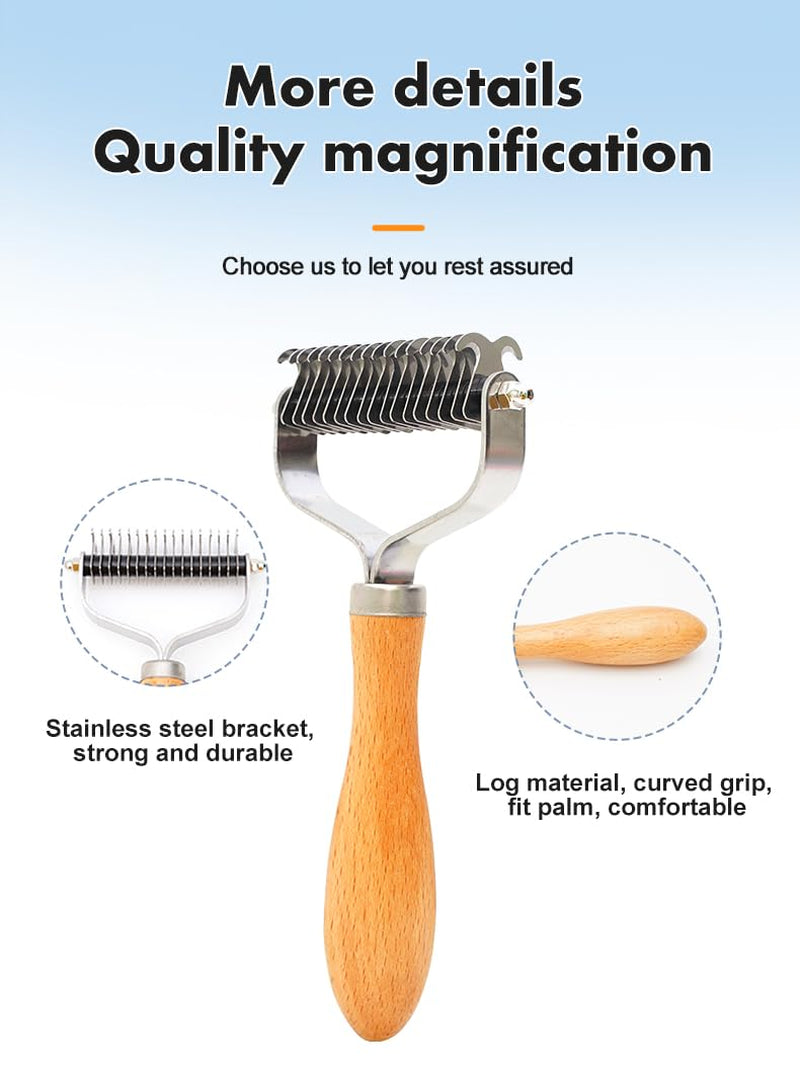 Grooming Brush/Dematting Comb for Dogs and Cats- Double Sided Deshedding Pet Brush, Gently Removes Loose Dog/Cat Shedding and Undercoat Hair- Dog Brush
