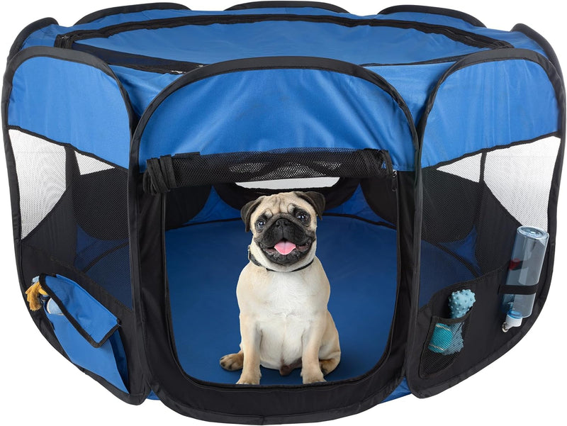 38-Inch Pet Playpen by PETMAKER - Portable for Dogs and Small Animals Blue