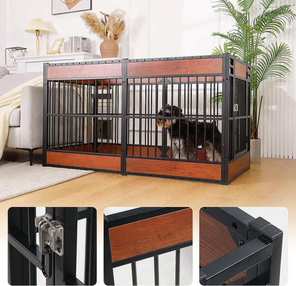 Heavy Duty Indoor Dog Playpen - Furniture Style Mahogany Puppy Pen 315