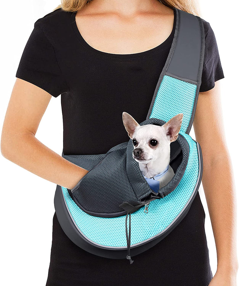 WOYYHO Pet Dog Sling Carrier - Adjustable Strap Zipper Opening for Small Dogs - Black