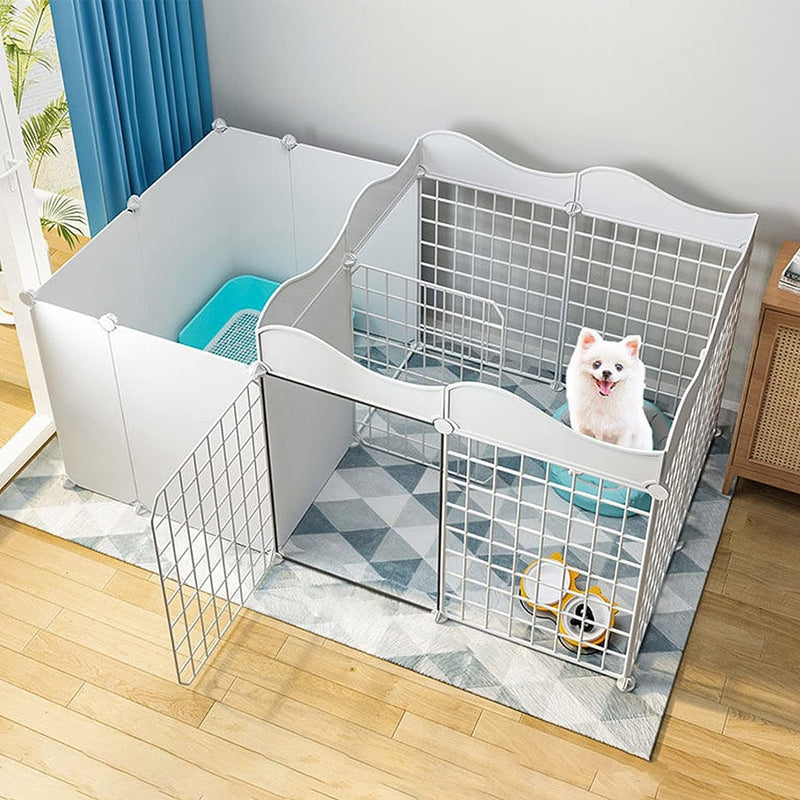 charsPet Playpen - Indoor Small Animal Exercise Pen with Door and Metal Wire Fence