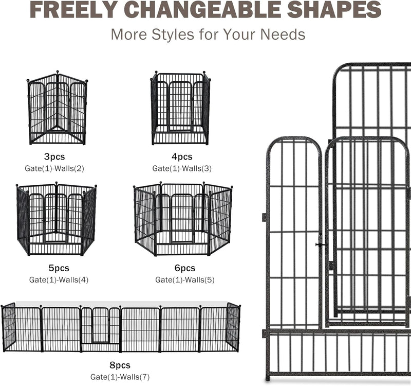 Metal Dog Playpen 8 Panel Exercise Pen for SmallMedium Dogs - 32 Height Door OutdoorIndoor Black