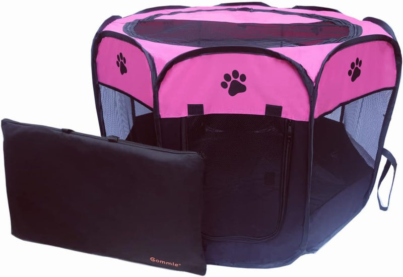 Portable Pet Playpen for Small Animals with Carrying Case and Waterproof Bottom - OutdoorIndoor Play Area for Cats Dogs Puppies Rabbits and Kittens S 287x287x16 - Rose Color