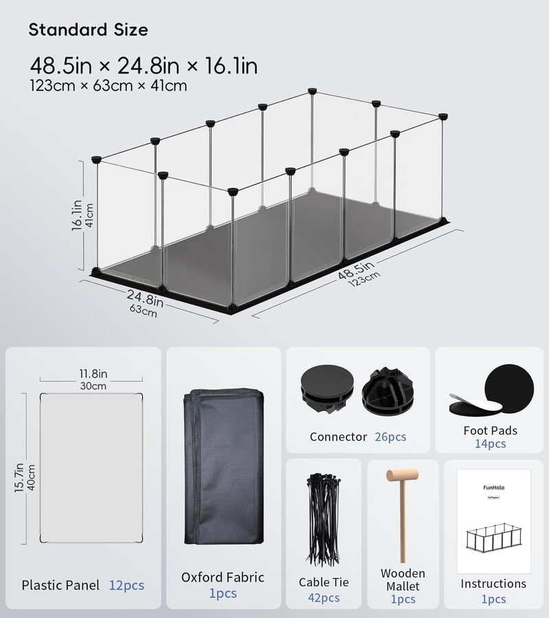 DIY Pet Playpen with Waterproof Washable Mat - 485 L - Small Animal Fence and Enclosure for Hamsters and Guinea Pigs