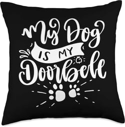 Dog Doorbell Throw Pillow - 18X18 Multicolor