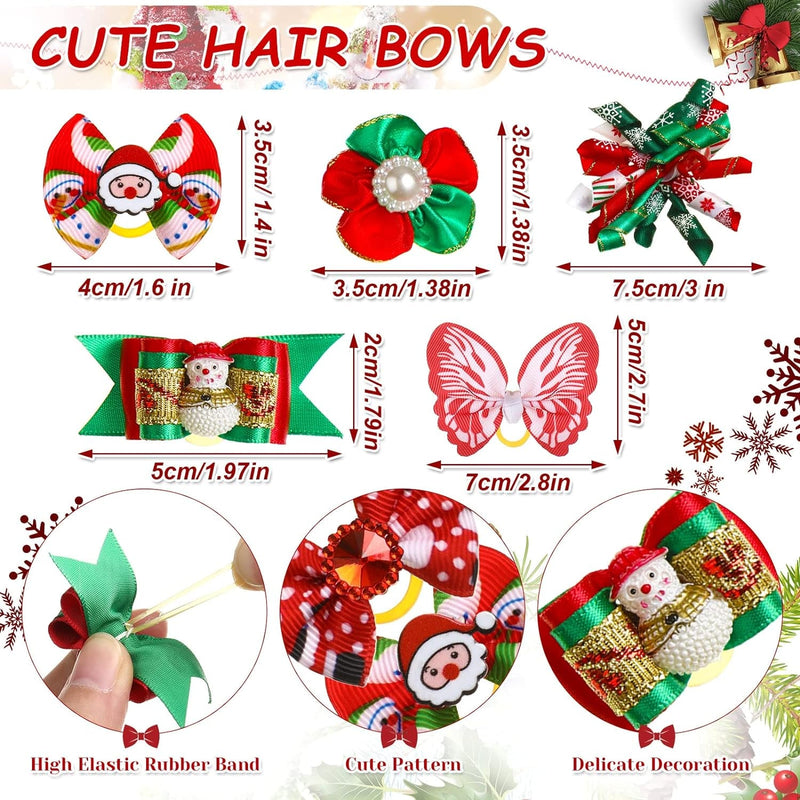 Holiday Dog Hair Bows - Santa Print Pack of 50