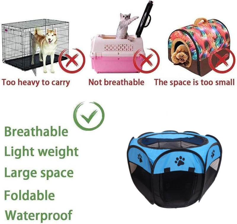 chars Portable Pet Playpen for DogsCatsRabbits - Foldable IndoorOutdoor Use - S287 X 287 X 16 Blue