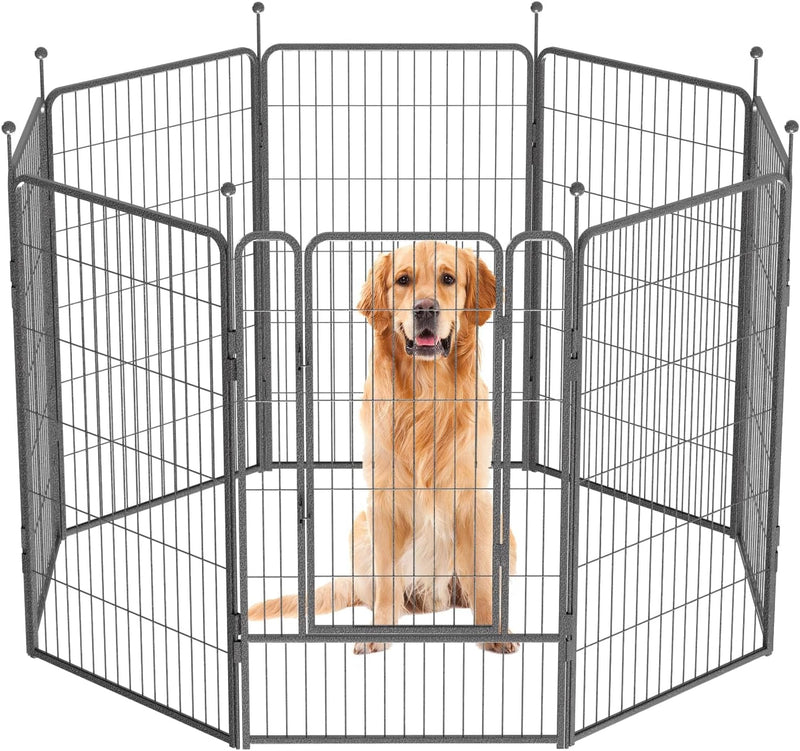 32-Inch Heavy Duty Dog Playpen - IndoorOutdoor 8 Panels - SilverGray