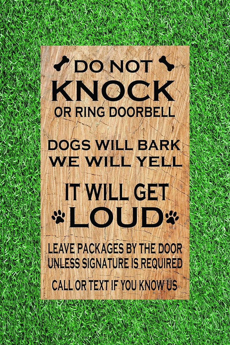 Warning Sign for Dogs - Humorous Wooden Door Sign 7X12