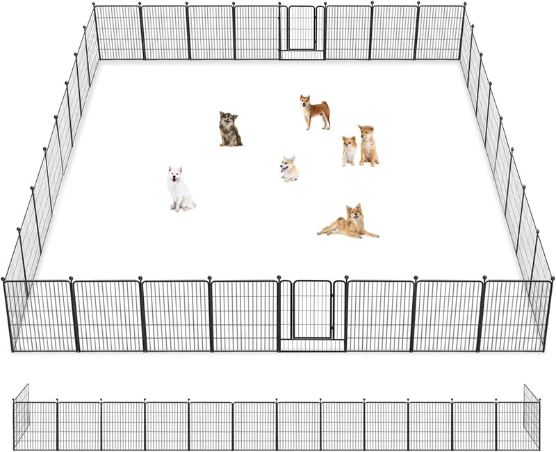 Heavy Duty Outdoor Dog Playpen with Gates - Metal Foldable 8 Panel Fence for LargeMediumSmall Pets - Portable and Ideal for RV Camping and Yard Use