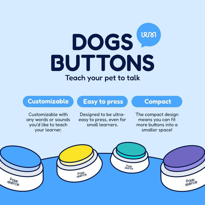 charsTraining Buzzer for Dogs - 30 Second Voice Recorder Colorful 4Pc Button Funny Pet Gift