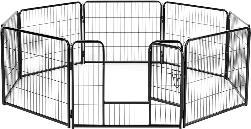 IndoorOutdoor Dog Playpen with Door and Fence for Small Pets - 8 Panel 24 Black