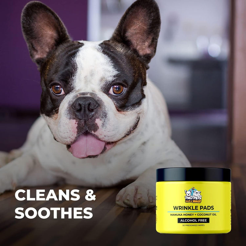 Wrinkle Wipes for French Bulldog, English Bulldog & Pug -100% Organic Extracts Dog Wrinkle Wipes to Soothe Wrinkles- Dog Face Wipes Cleaning Alcohol Free- Say Bye to Rash W/ Wrinkle Paste for Bulldogs