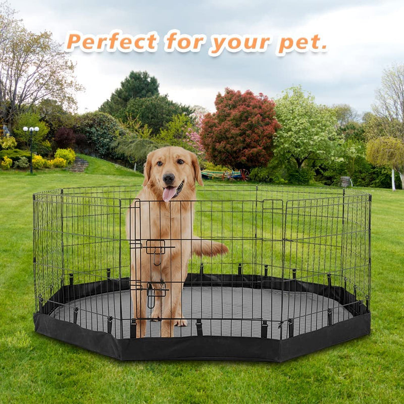 Octagon Dog Playpen Bottom Pad and Top Cover - 24 Inch Black