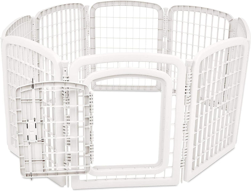 Amazon Basics 8-Panel Octagonal Pet Pen with Gate Grey - 59x58x28