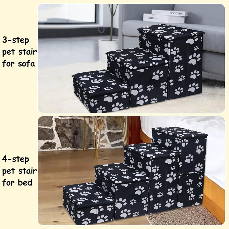 Yofit Dog Steps and Storage 21 High Foldable Stairs for SmallLarge Dogs Black