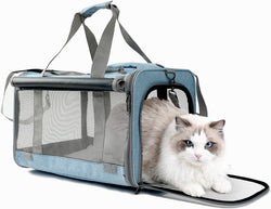 HSC PET Khaki Softsided CatDog Carrier - Small Handbag w Ventilated Mesh Windows  Curtains - 15lb Pups18lb Cats