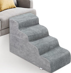 High Density Foam Dog Stairs for Small Dogs - Extra Wide Pet Ramp for High Beds Couches and Sofas