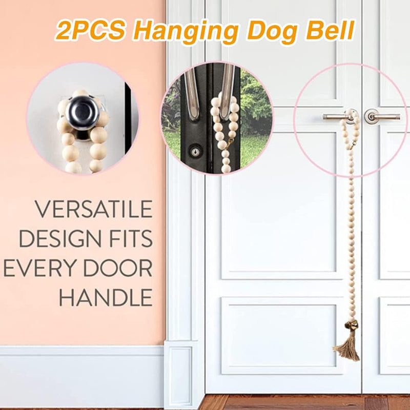 2Pcs Wooden Hanging Dog Bell - Potty Training Bell