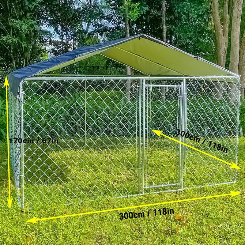 Heavy Duty Large Dog Kennel with UV-Resistant Cover - 98X98X56