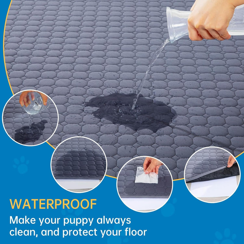 Large Waterproof Dog Playpen Pee Pad - 56X56 Octagon Design with Raised Sides - Super Absorbent and Washable