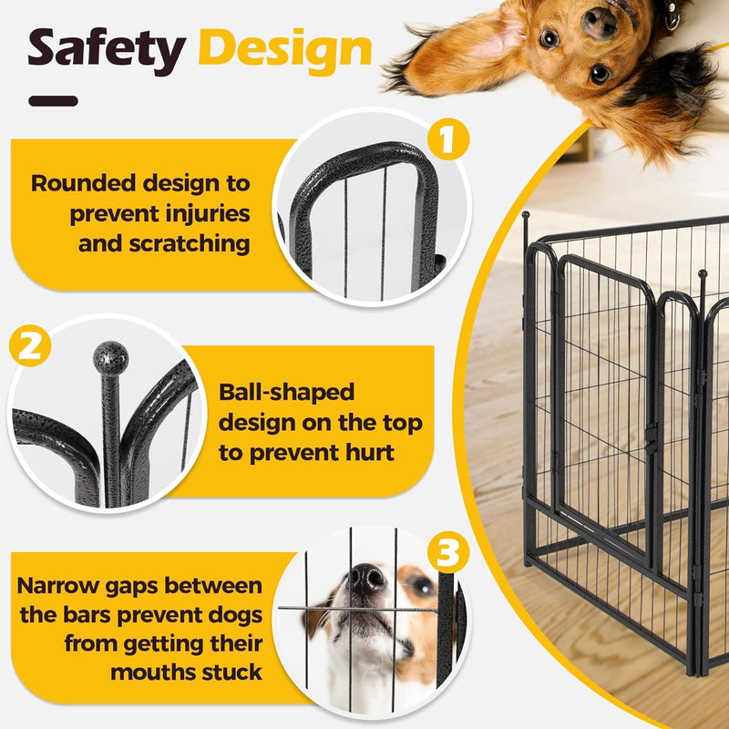 Comsaf Dog Playpen - 32 Height - 8 Panels - Metal Fence - Portable  Easy-Carry - OutdoorIndoor Pet Pen for LargeMediumSmall Dogs