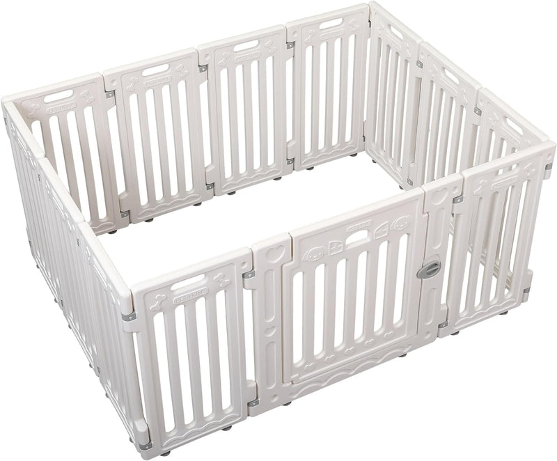 BIRDROCK HOME Pet Playpen - 12 Panel - Secure Plastic Fence for Puppies - White