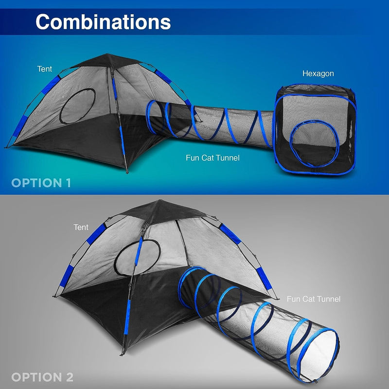 Outdoor Cat Tent with Tunnel - Portable Playpen Enclosure for Small Animals