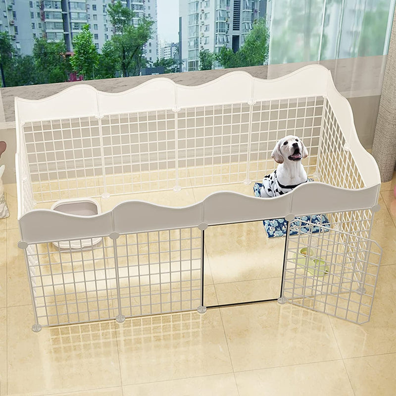 charsPet Playpen - Indoor Small Animal Exercise Pen with Door and Metal Wire Fence