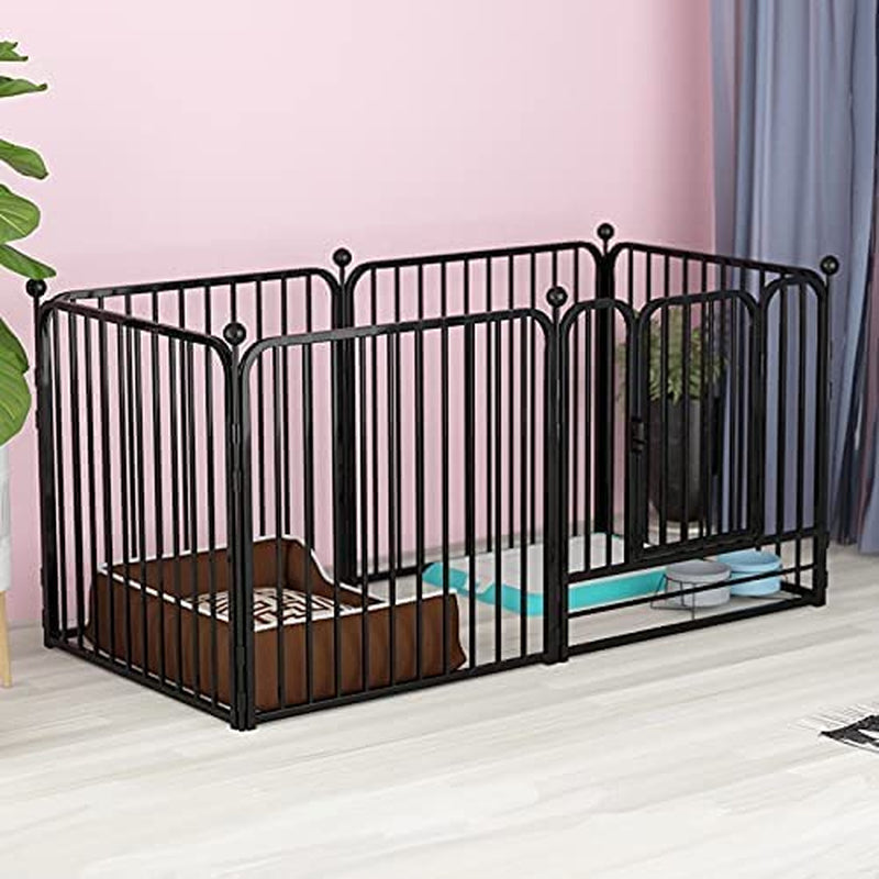 Heavy Duty Pet Playpen and Exercise Pen Crate - 55 L x 275 W x 315 H - IndoorOutdoor - Black