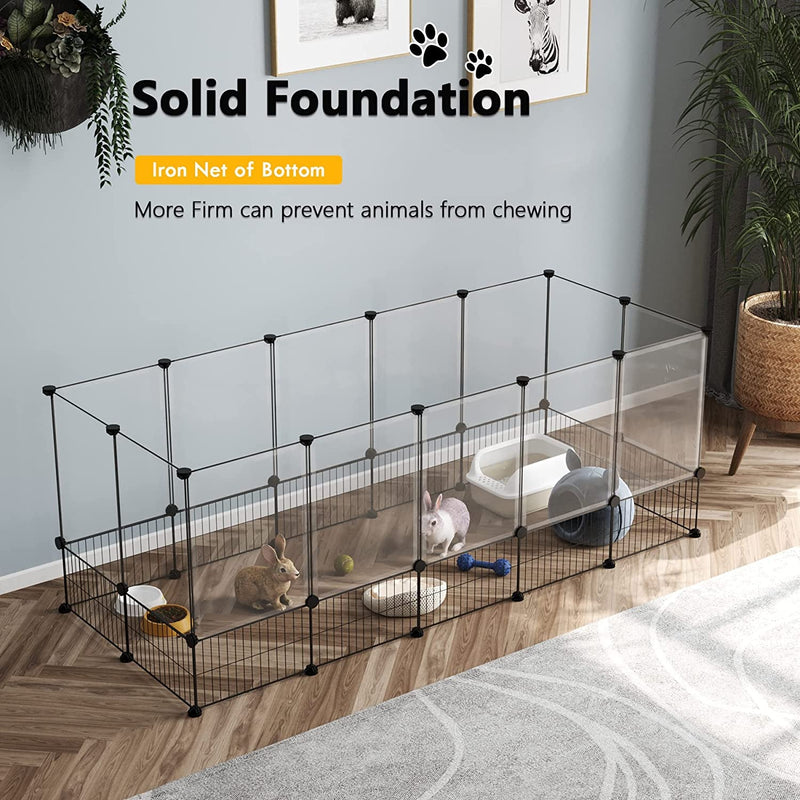 CAHOME Pet Playpen for Small Animals - DIY Exercise Fence and Cage for Guinea Pigs and Puppies Portable and Expandable 495L x 254W x 226H