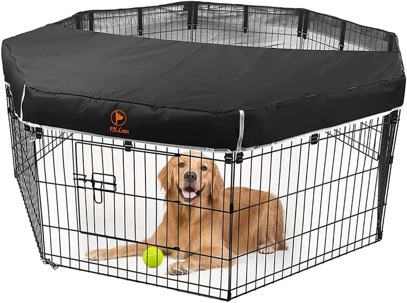 Octagon Dog Playpen Bottom Pad and Top Cover - 24 Inch Black