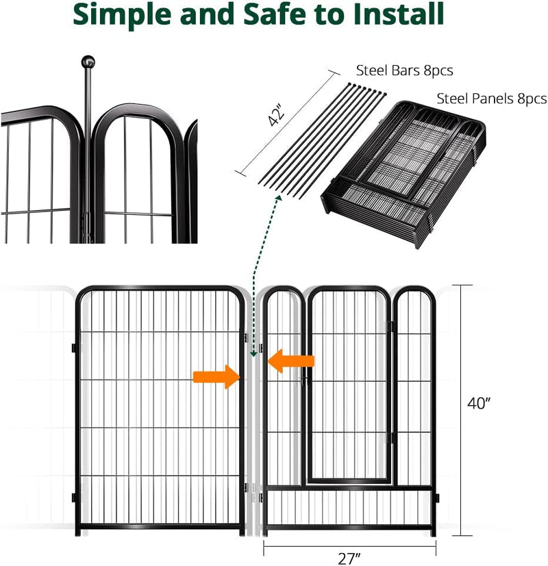 Pawgiant Dog Fence Playpen - IndoorOutdoor Exercise Yard for Dogs 24-40 inches