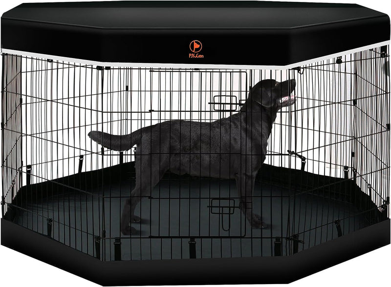 Metal Dog Playpen with Cover  Bottom Pad - 8 Panels 30H - SmallMedium Pets