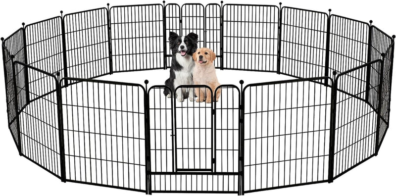 Metal Dog Playpen 8 Panel Exercise Pen for SmallMedium Dogs - 32 Height Door OutdoorIndoor Black