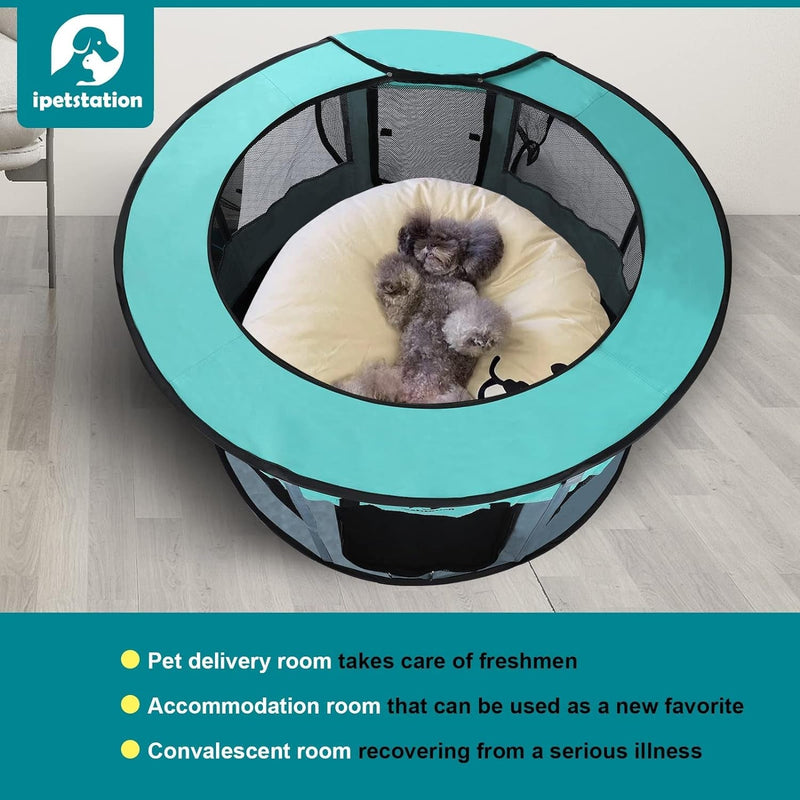 Foldable Portable Dog Playpen - 44 Grey-L with Travel Bowl