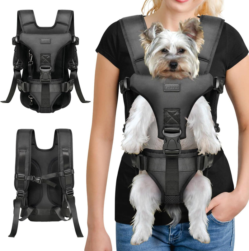 YUDODO Pet Dog Front Carrier Backpack - Adjustable for Small Dogs Cats and Rabbits MediumBlack