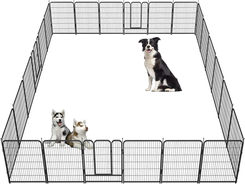 32-Inch Heavy Duty Dog Playpen - IndoorOutdoor 8 Panels - SilverGray