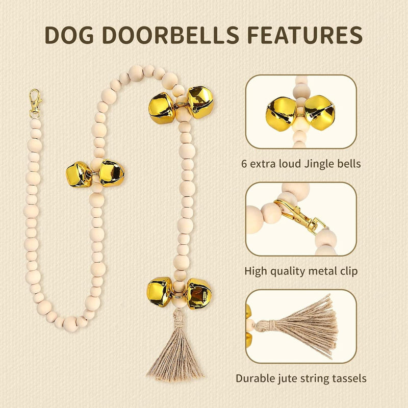 Potty Training Dog Doorbell - Adjustable Wooden Beads 2 Pack for Small Medium Large Dogs