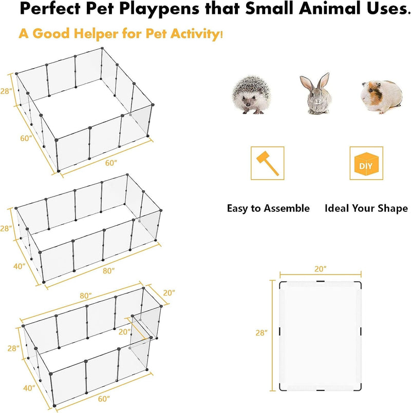 CAHOME Pet Playpens - 12 Panel Large Plastic Yard Fence for Small Animals and Puppies 28 X 20 Inches - Portable Kennel Crate Fence Tent White